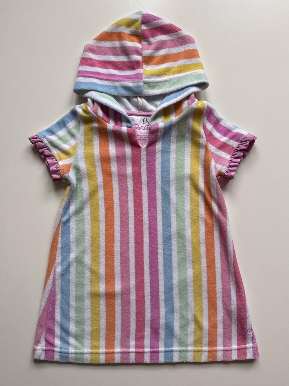 RuffleButts Girls Rainbow Dream Stripe Ruffle
Terry Cover-Up - Size 3T